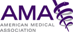Purple AMA logo with caduseus