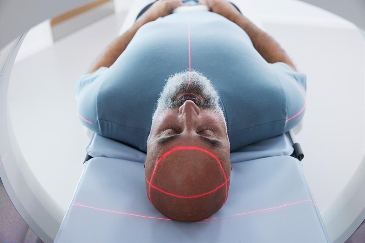 Patient in medical x-ray scanner
