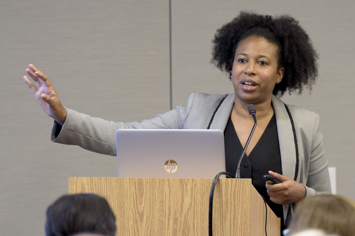 Aletha Maybank, MD, MPH, AMA’s chief health equity officer, speaking at a recent education session at the AMA. 