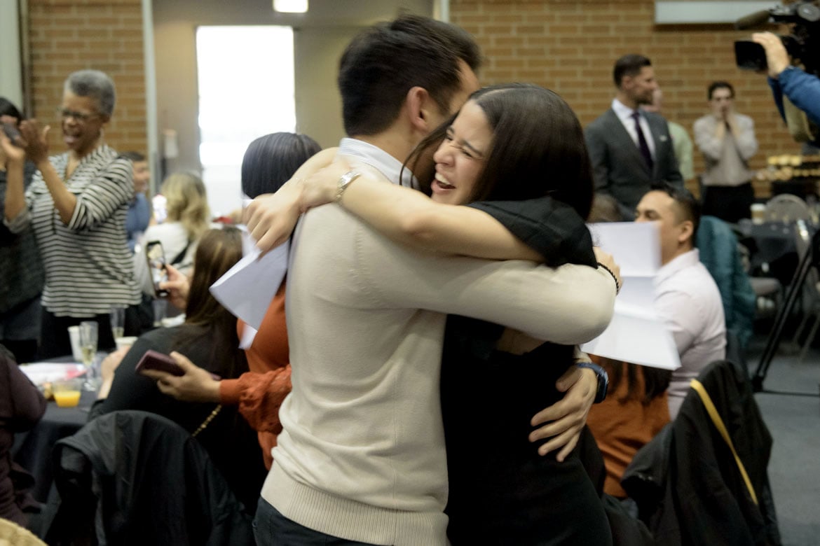 Medical students embrace on Match Day 2023