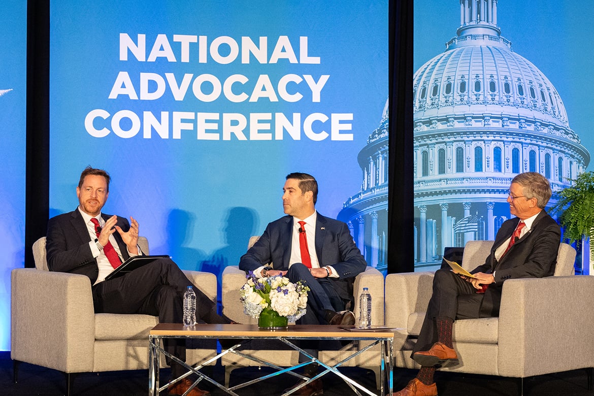 Chris Klomp, Daniel Brillman, and Bruce A. Scott, MD, AMA immediate past president, at the 2026 AMA National Advocacy Conference
