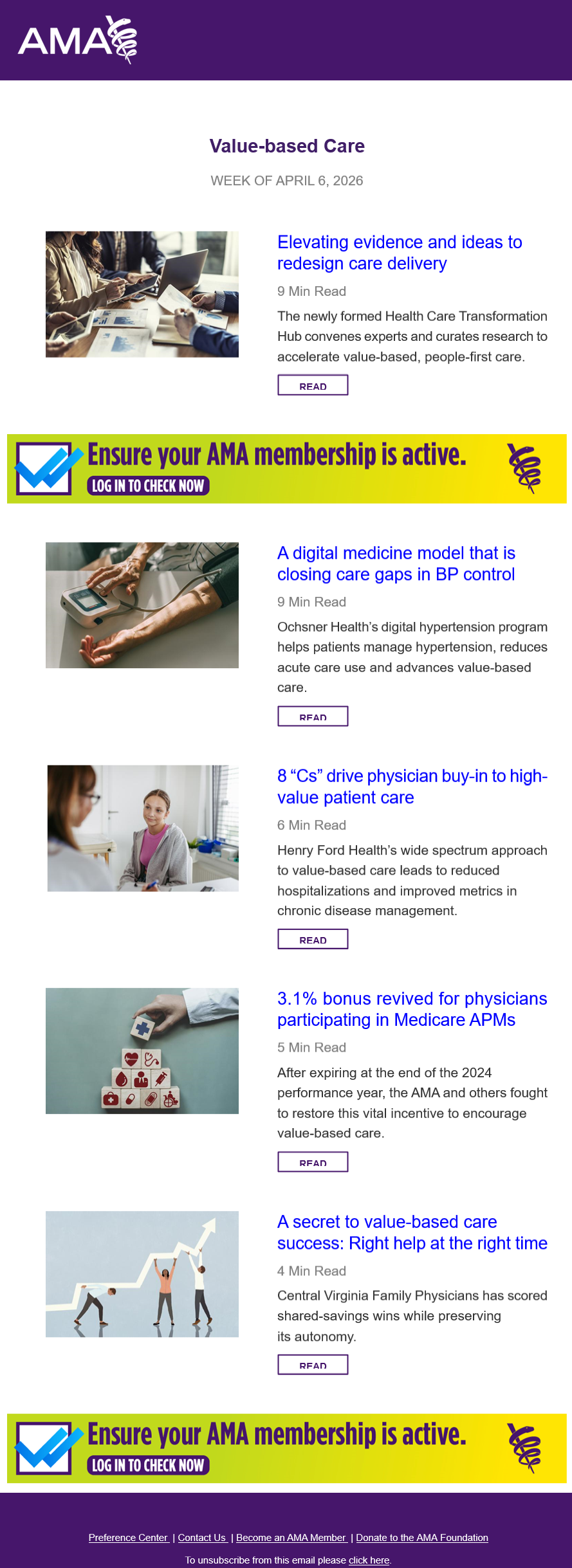 Value-based care newsletter sample (2026 update)