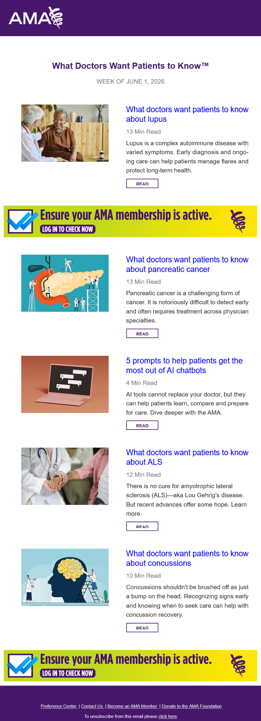 What Doctors Want Patients to Know newsletter sample (2026 update)