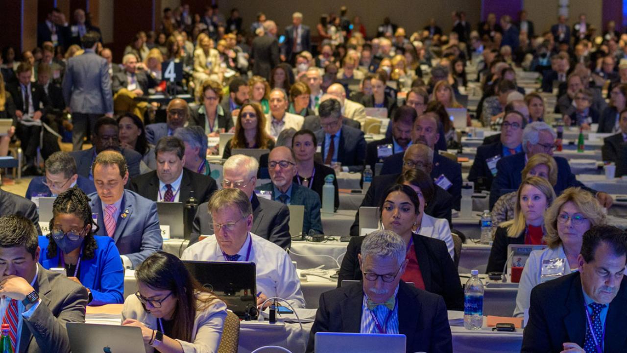 Delegates working at the 2023 Annual Meeting