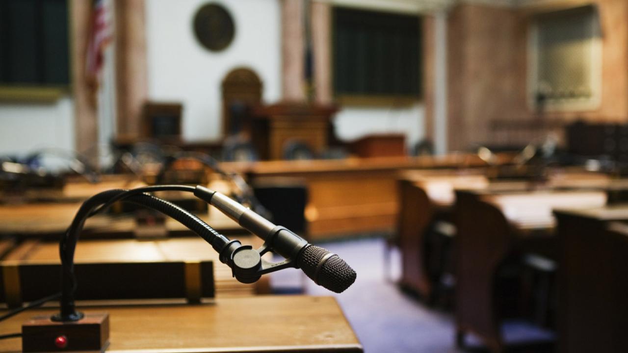 Microphones in a courtroom