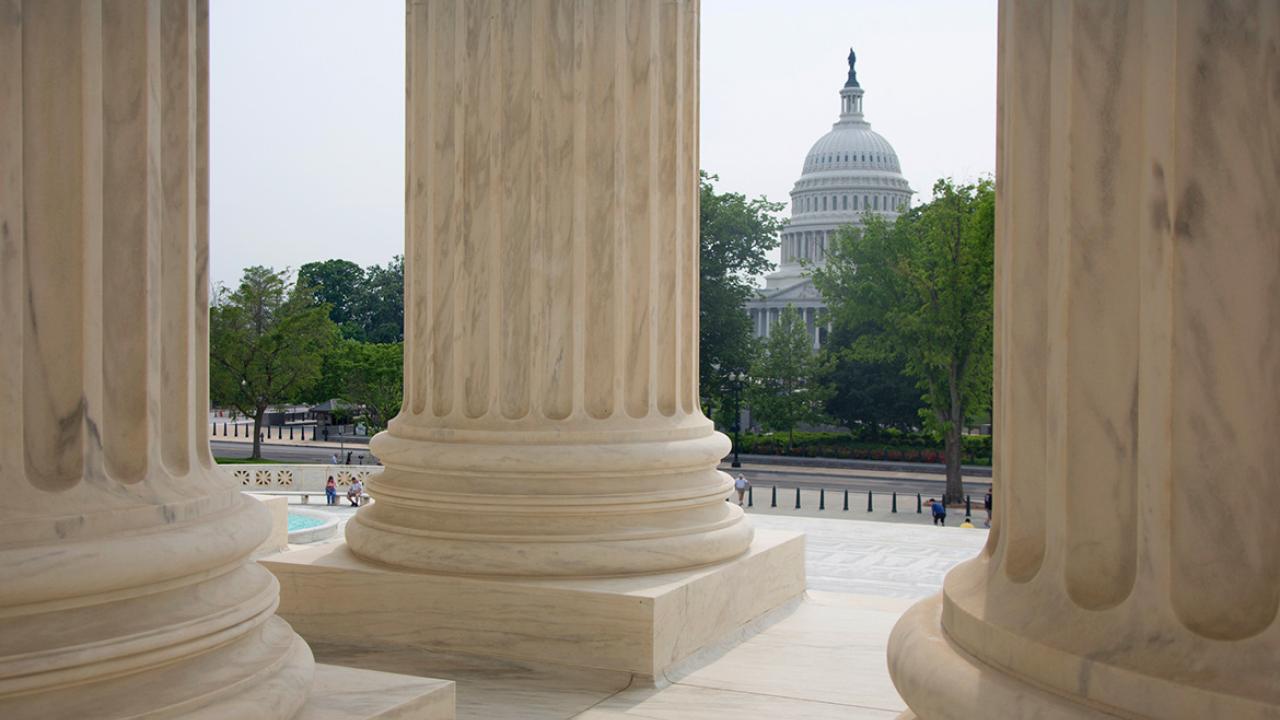 Columns of the U.S. Supreme Court at top of steps