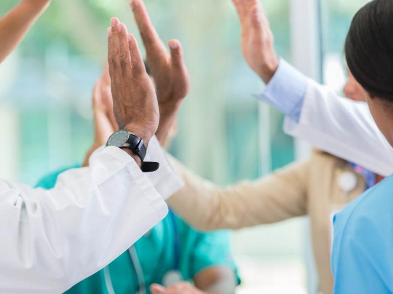 Group high five