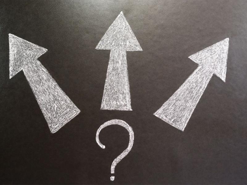 Question mark and arrows