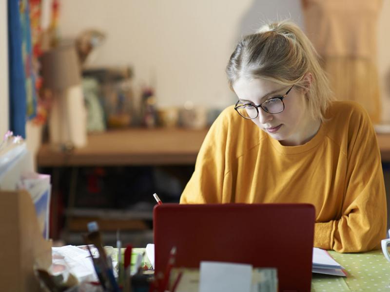 Person studying at a desk