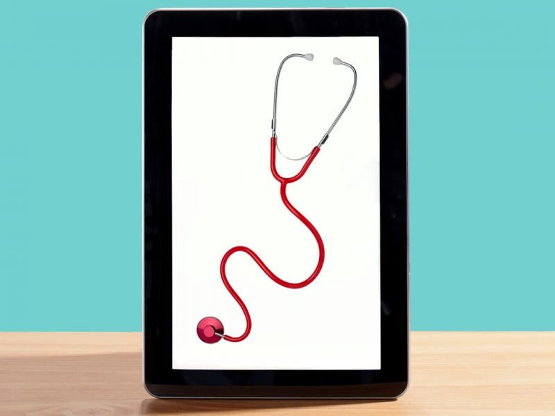 Stethoscope on tablet