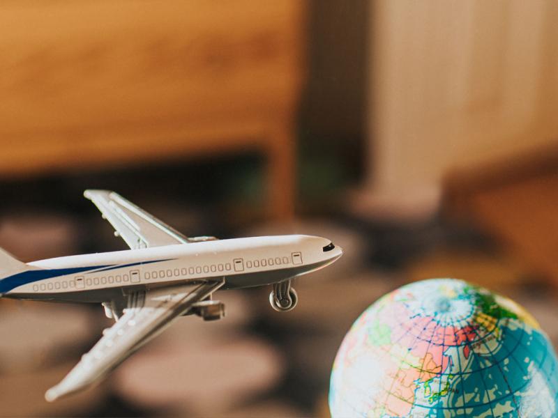 Airplane and a globe