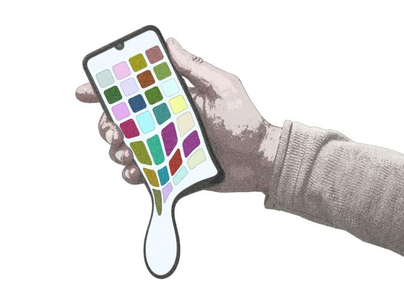 A smartphone that appears to be melting