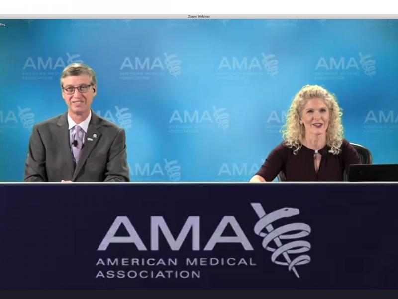 ideo screenshot of Monday June 14 Special Meeting of the HOD with HOD Speaker Bruce Scott and Vice Speaker Lisa Bohman Egbert.