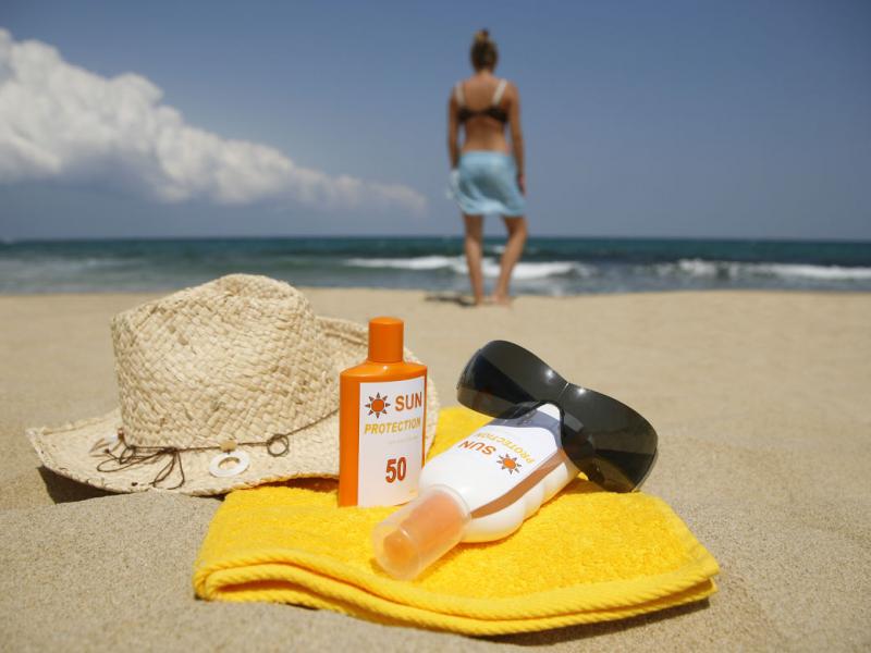 Sunscreen on a beach