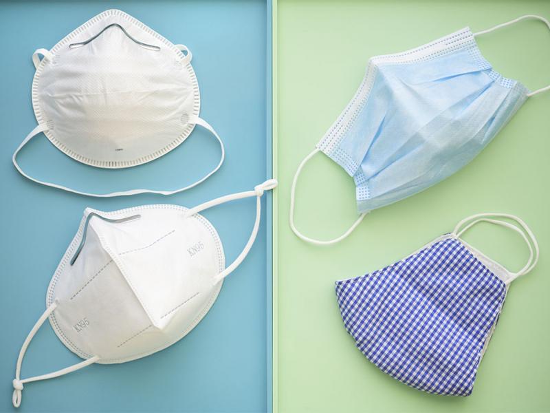 Four different face masks