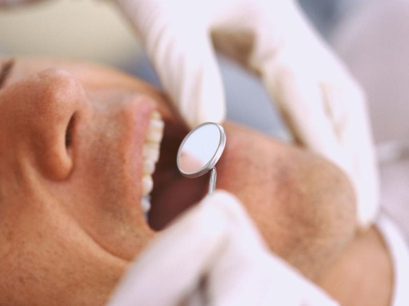 Open mouth and dental tools