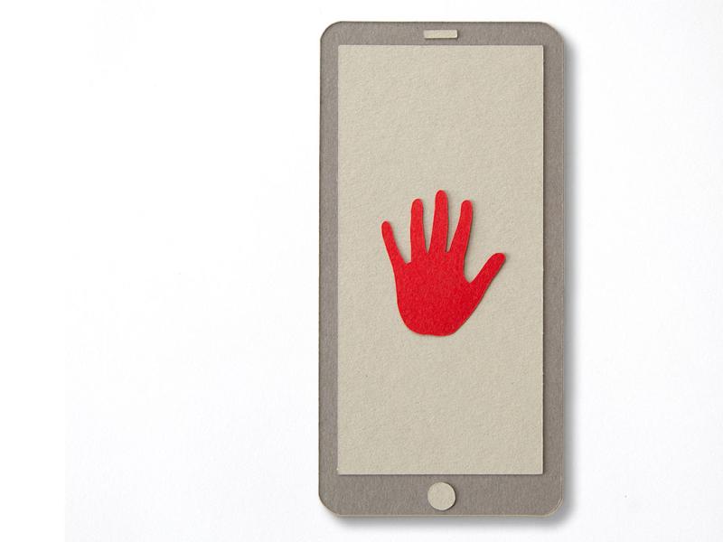 Mobile phone with paper hand