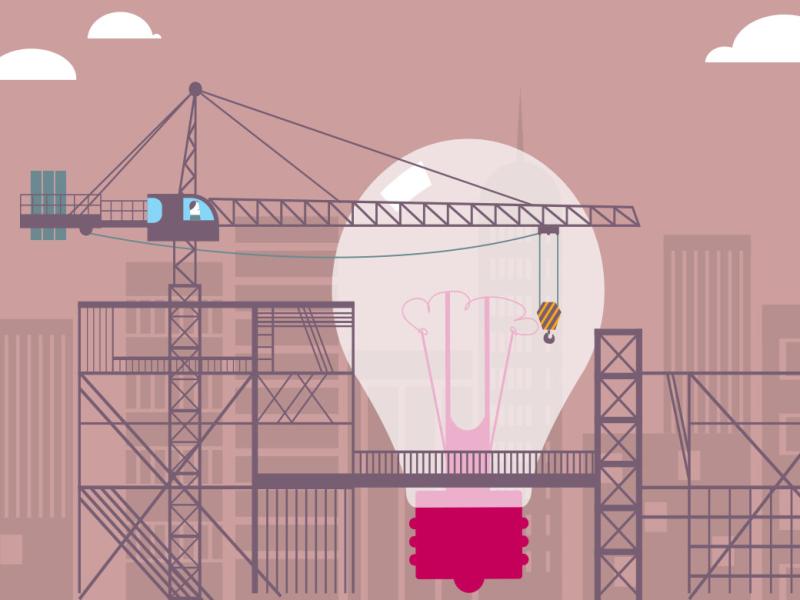 Construction and a light bulb