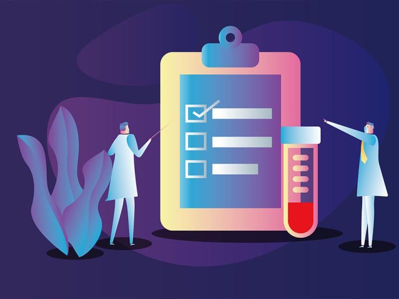 Concept of physician looking at lab report