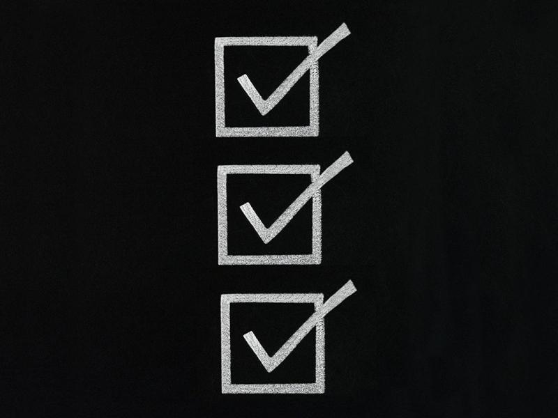Three boxes with check marks