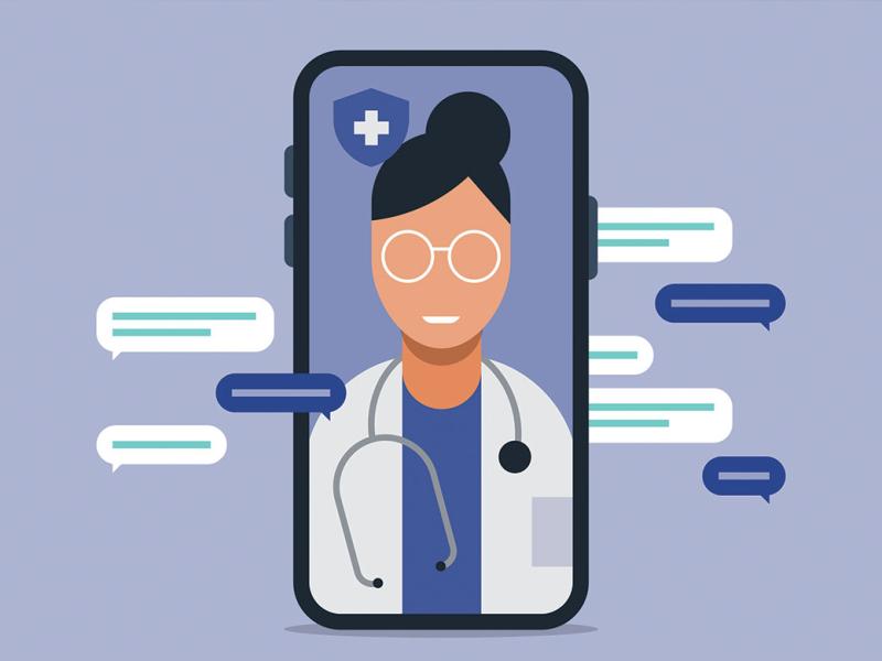 Illustration of telemedicine visit on smartphone