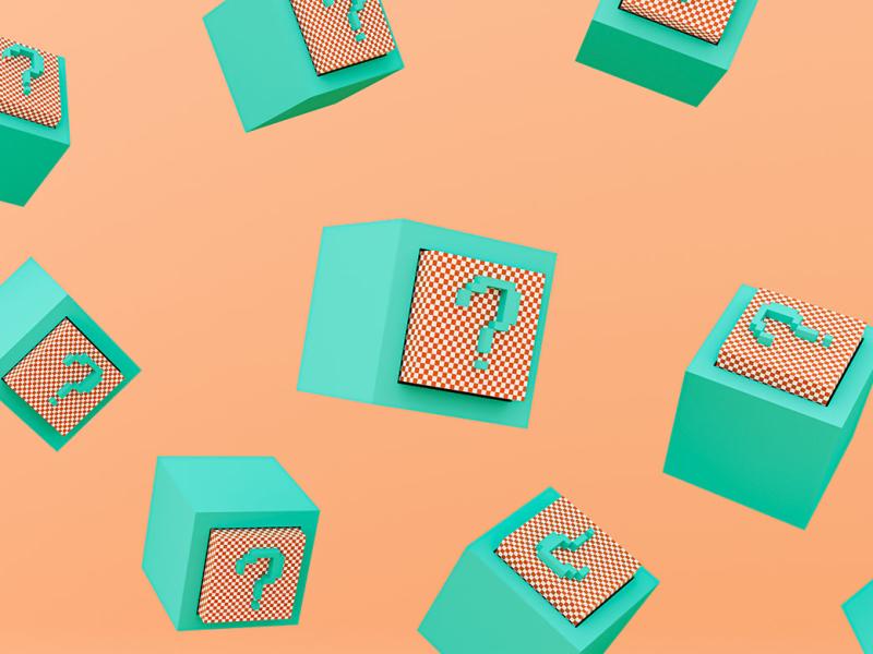 Multiple boxes with question marks