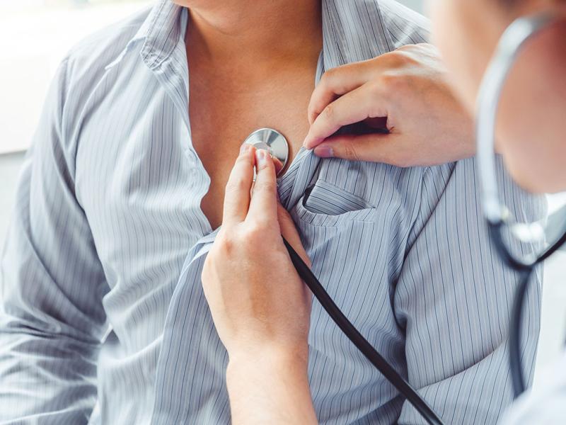 Stethoscope on person's chest