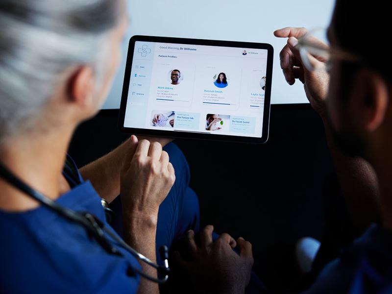 Health care professionals about to begin a telehealth appointment