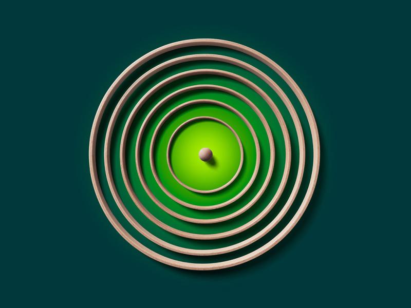 Sphere surrounded by concentric rings