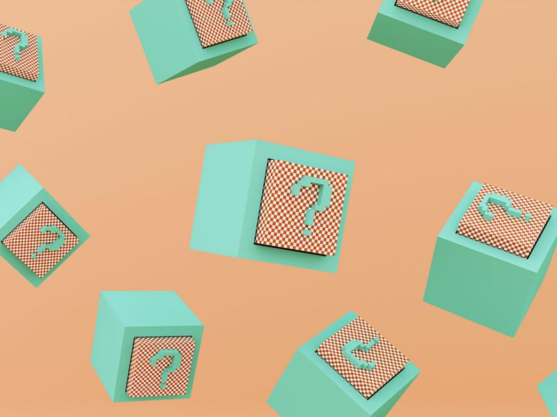 Series of blocks with question marks