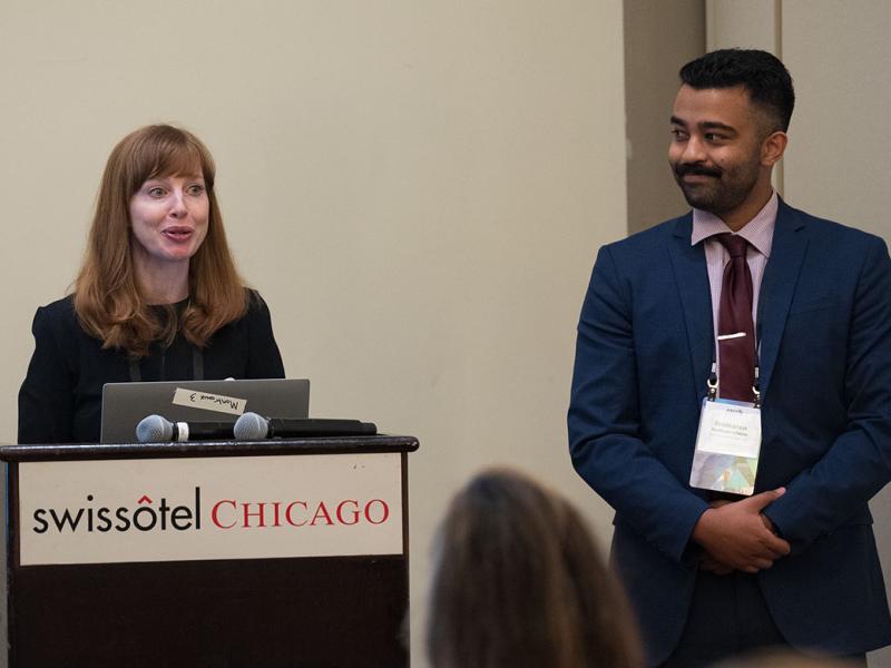 Kirstyn E. Brownson, MD, and Sri Radhakrishnan at the AMA ChangeMedEd conference