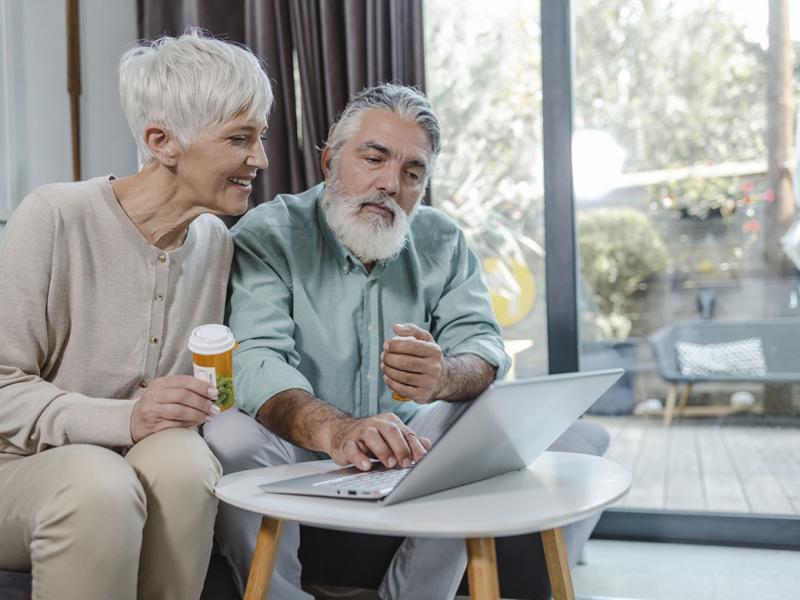Senior couple in a telehealth appointment