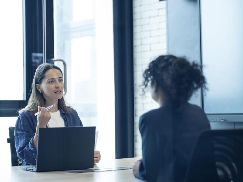Two people in an interview