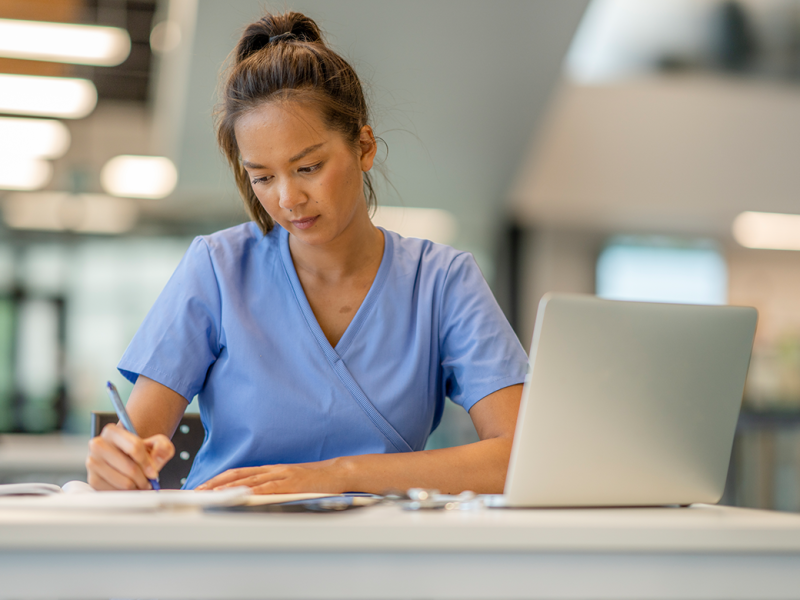 Medical student studying 