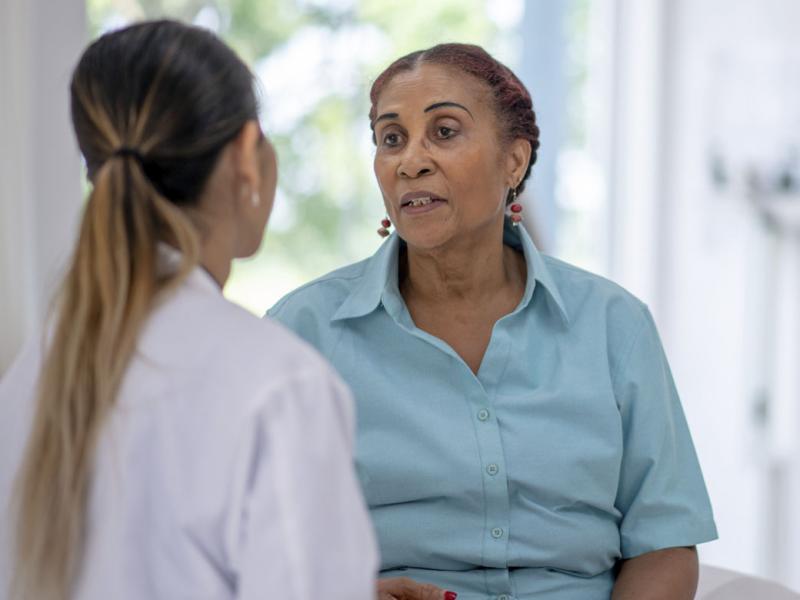 Patient in conversation with physician