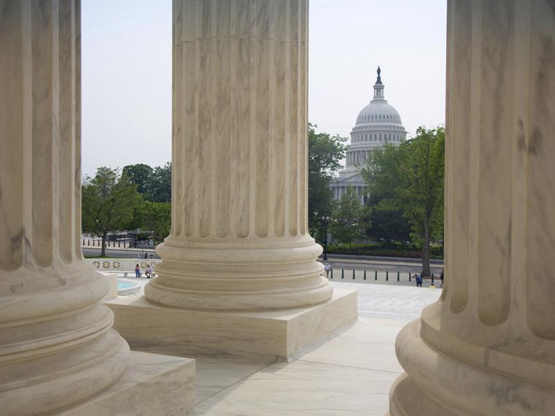 Columns of the U.S. Supreme Court at top of steps