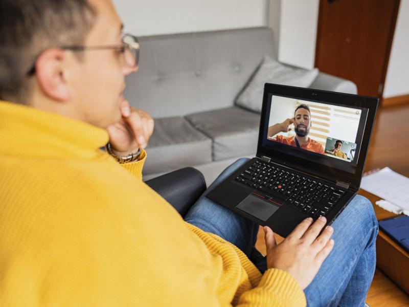 Young adult in a telehealth appointment