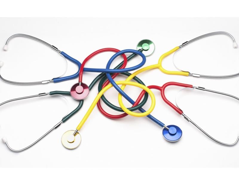 Group of stethoscopes