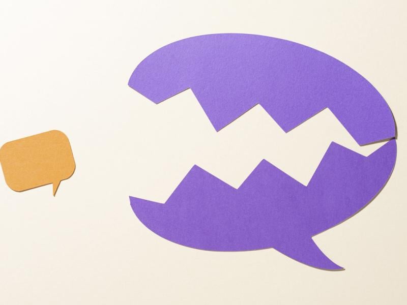 Large speech bubble eating a small speech bubble