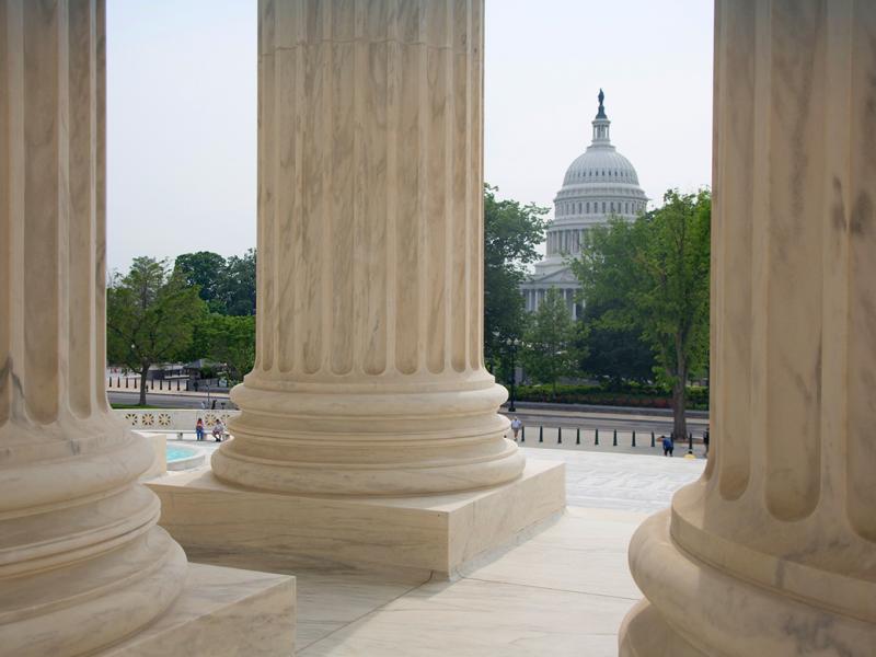 Columns of the U.S. Supreme Court at top of steps