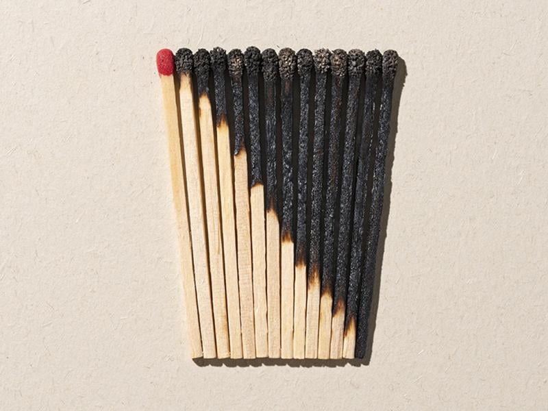 Row of exhausted matches