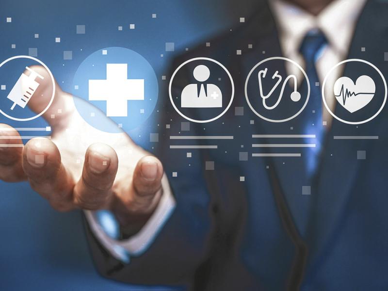 Open palm and health care icons