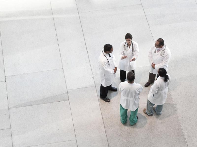 Overhead shot of group of physicians