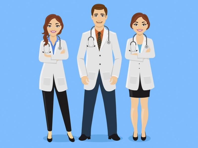 Three smiling doctors