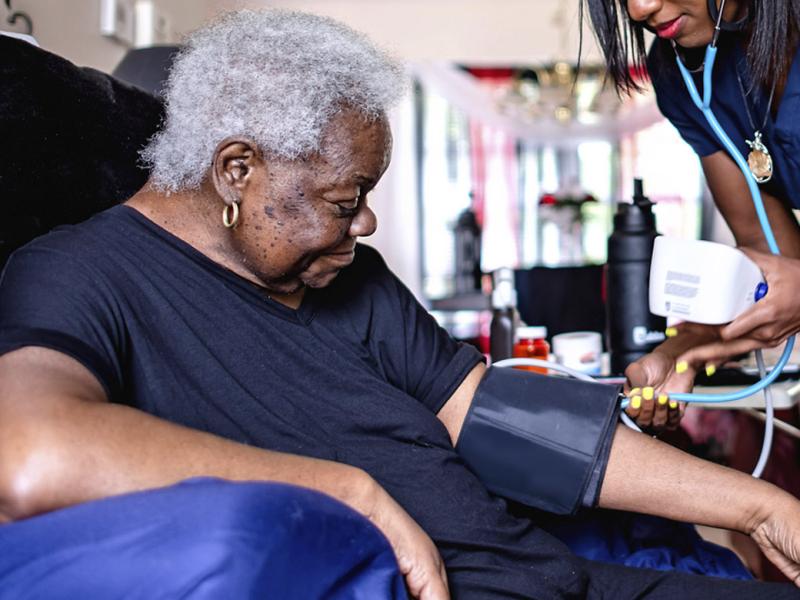 Senior patient receives care at home