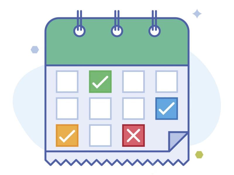 Calendar with check marks