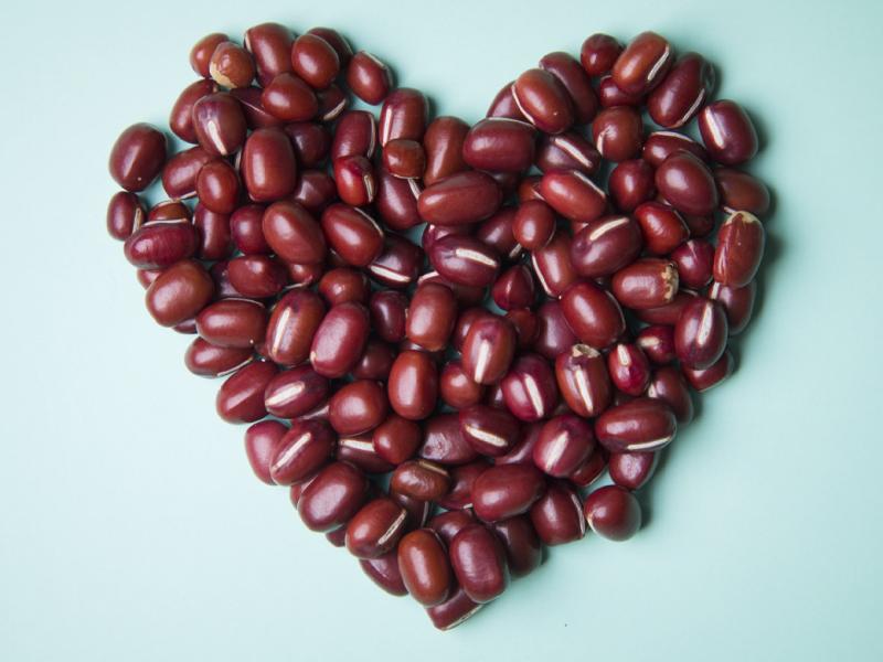 Kidney beans in the shape of a heart