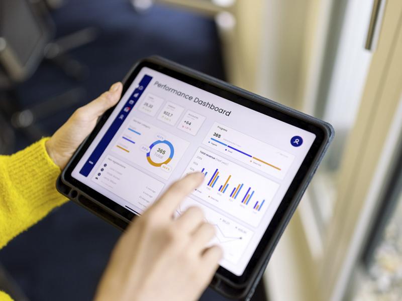 Graphs and charts on a tablet