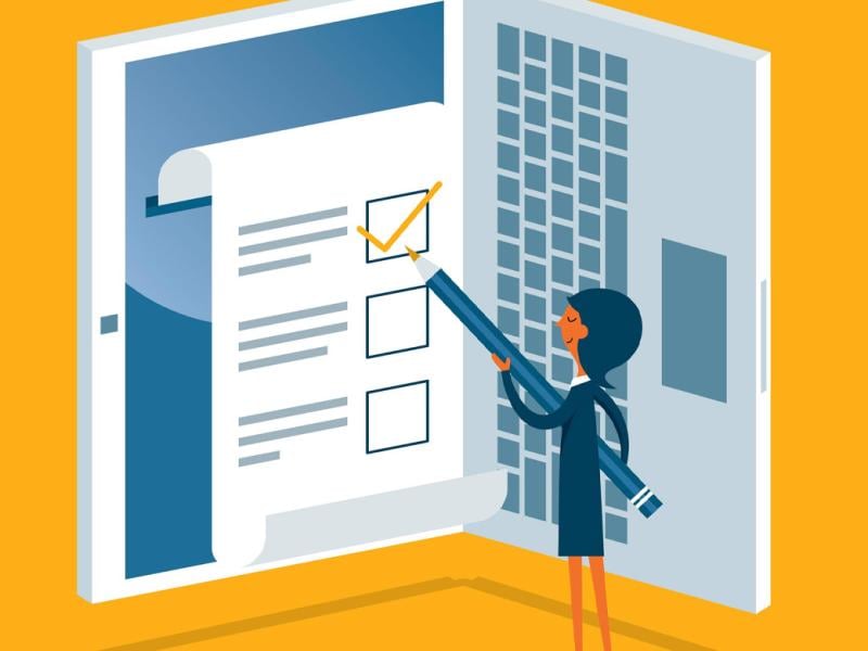Figure at a giant checklist