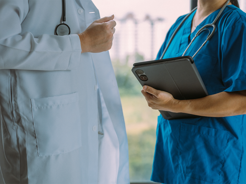 Two healthcare workers